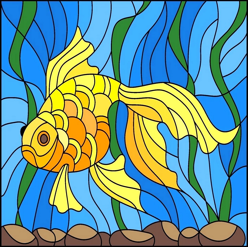 Кинусайга Золотая рыбка. Для срисовки