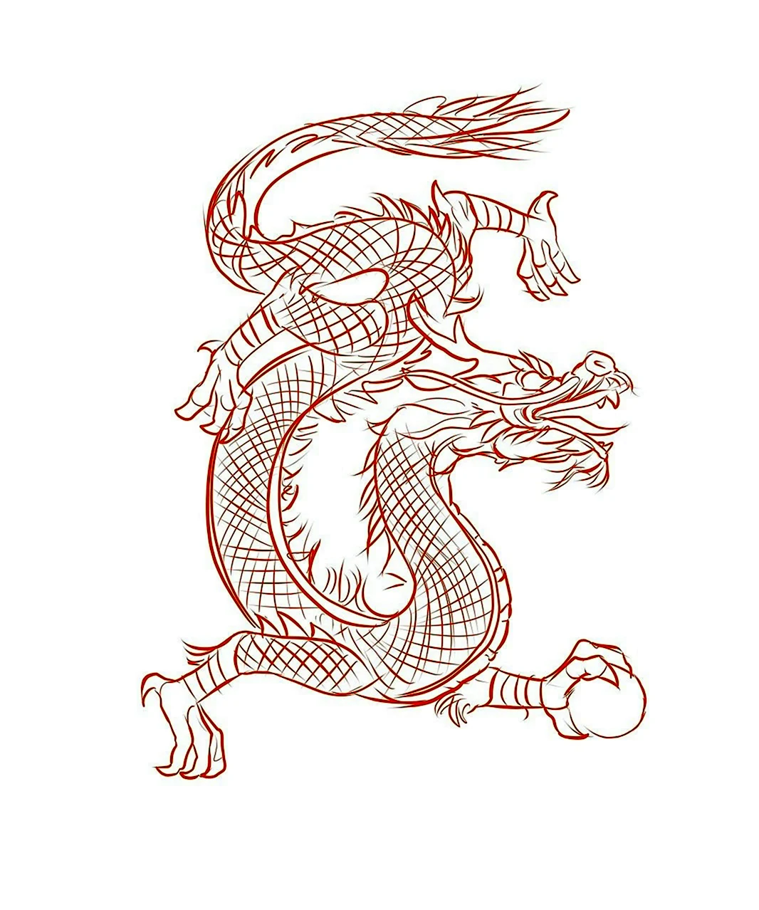 Китайский дракон для срисовки. Для срисовки