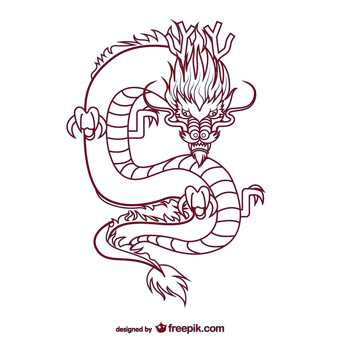 Китайский дракон рисовка. Для срисовки
