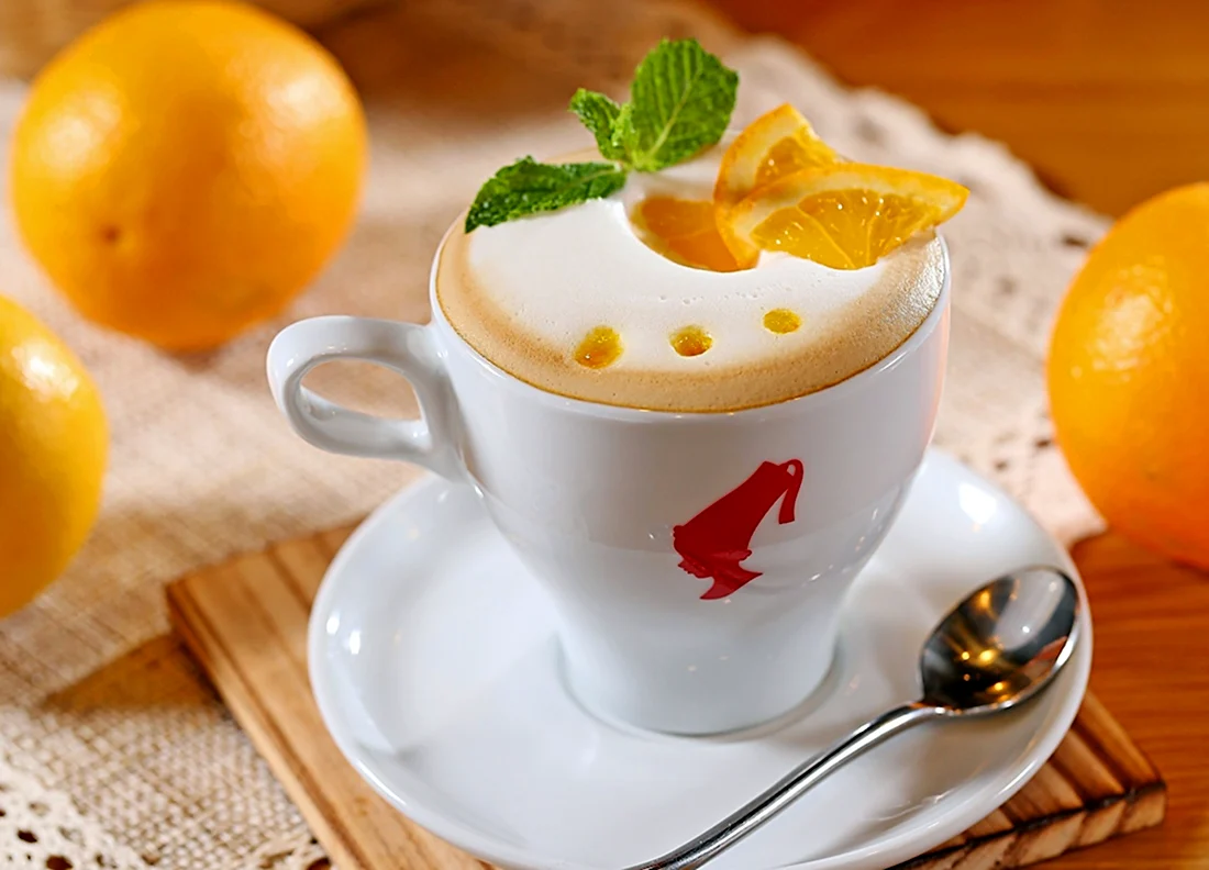 Кофе с апельсином. Открытка с добрым утром