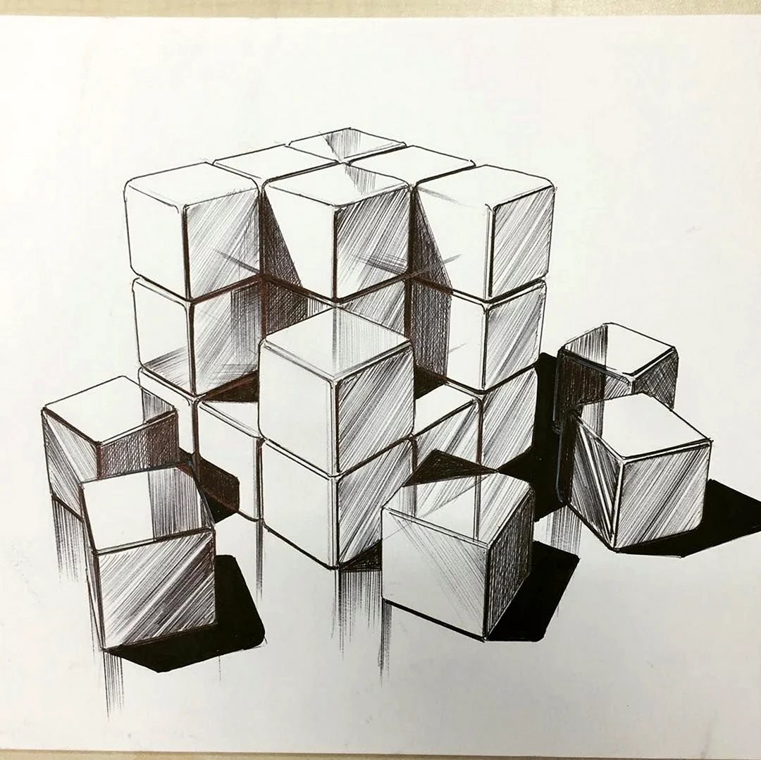 Композиция из кубов. Для срисовки