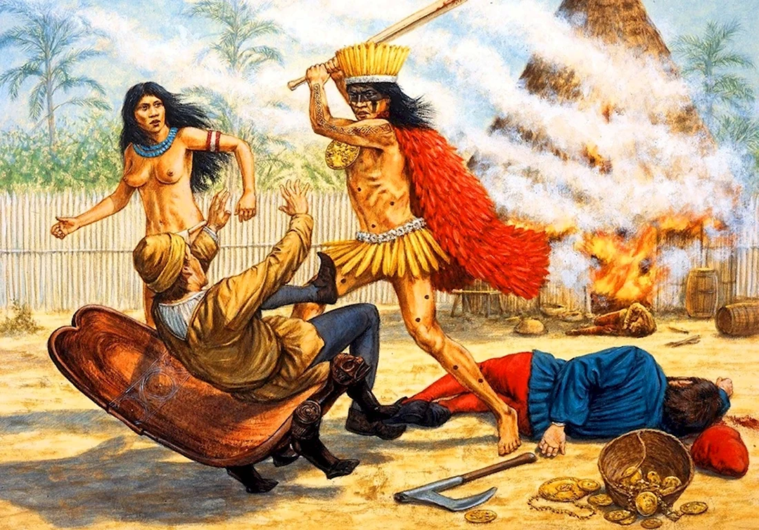 Конкистадоры и индейцы. Анекдот в картинке
