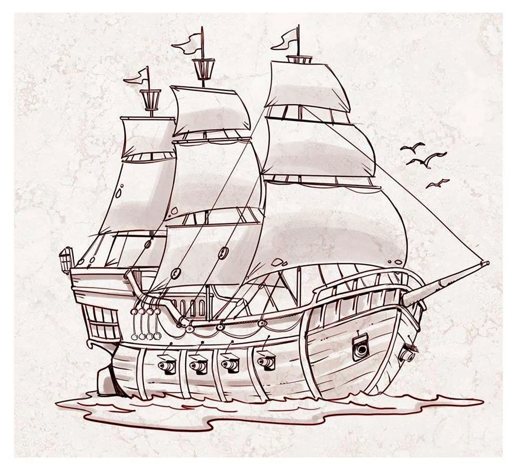 Корабль Грея сбоку нарисованный. Для срисовки
