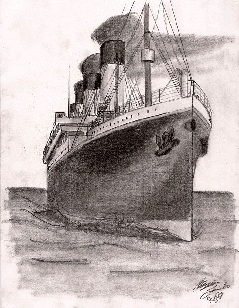 Корабль Титаник скетч. Для срисовки