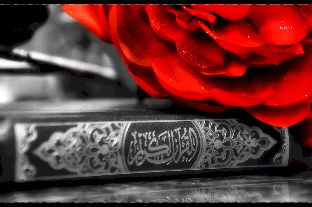 Коран и цветы. Картинка