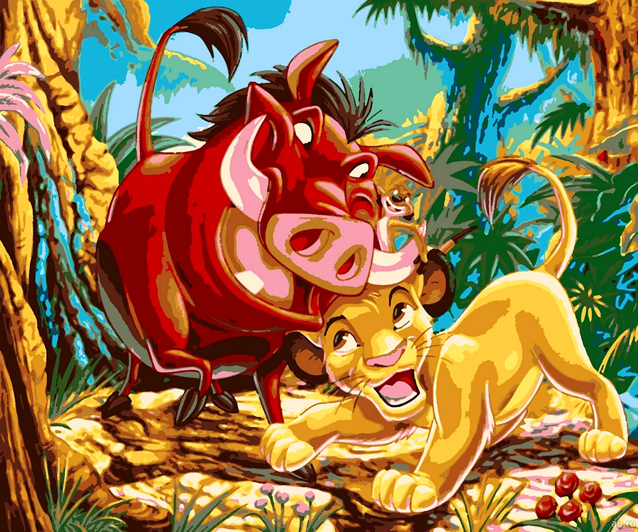 Король Лев Тимон и Пумба. Картинка из мультфильма