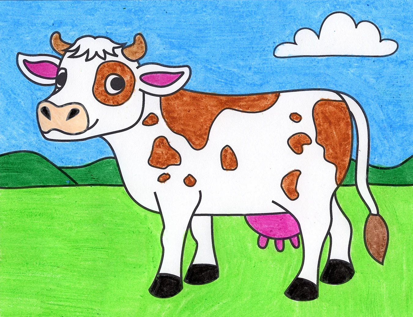 Корова рисунок карандашом для детей. Для срисовки