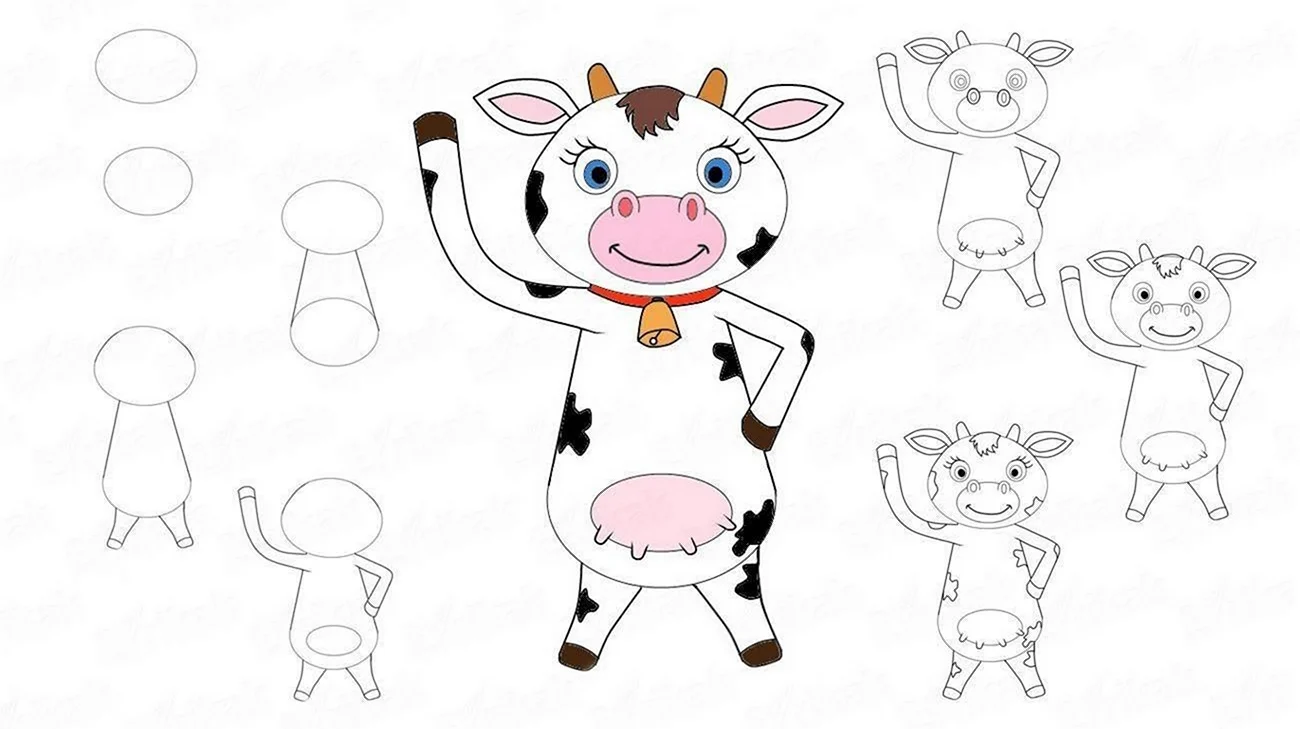 Корова рисунок карандашом для детей. Для срисовки