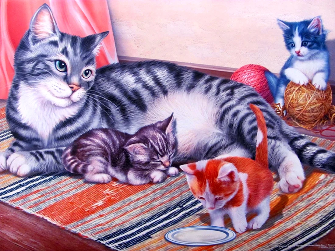 Кошка с котятами. Красивые картинки животных