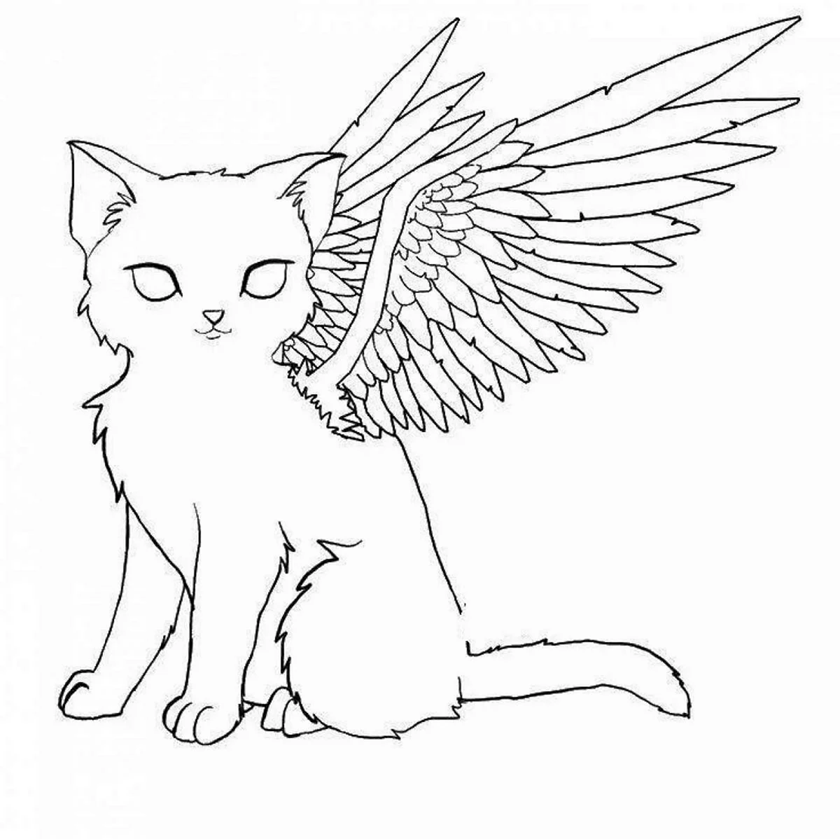 Кошка с крыльями раскраска. Для срисовки