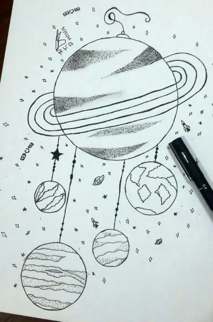 Космос рисунок карандашом. Для срисовки