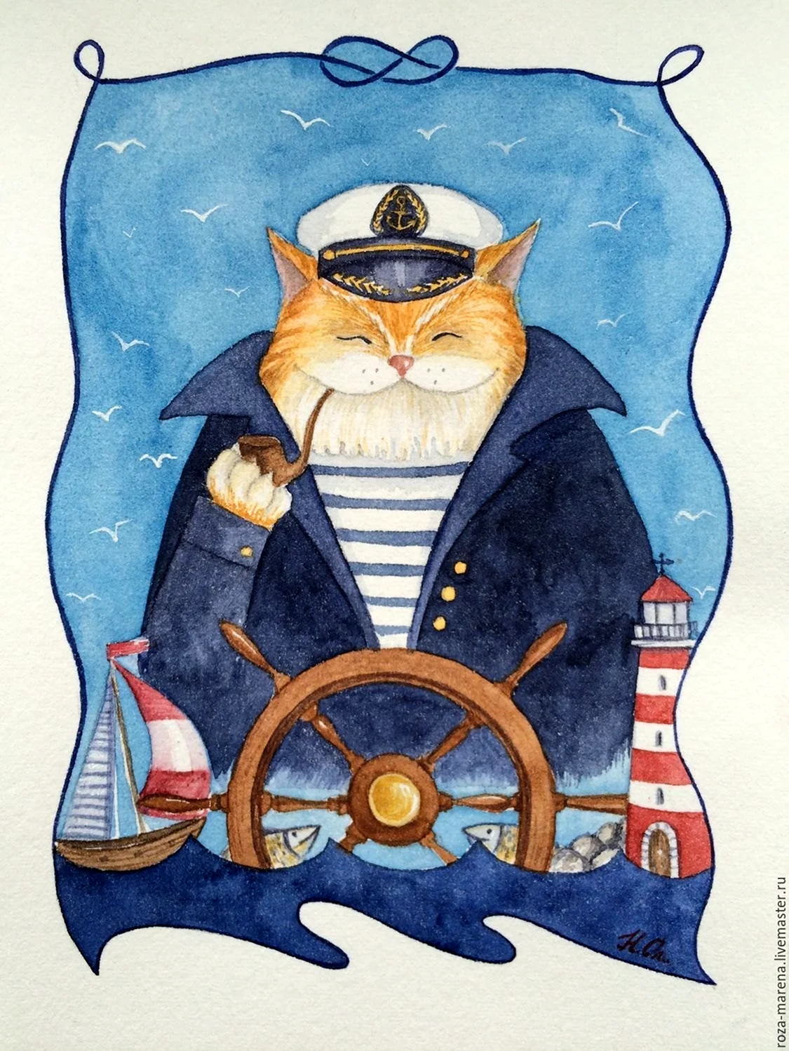 Кот моряк. Красивая картинка