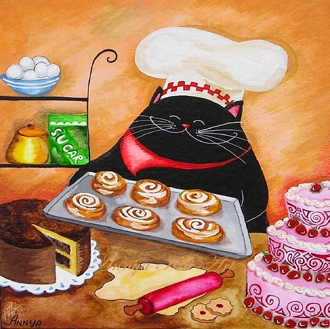 Коты художницы Annya Djachiachvili. Красивая картинка