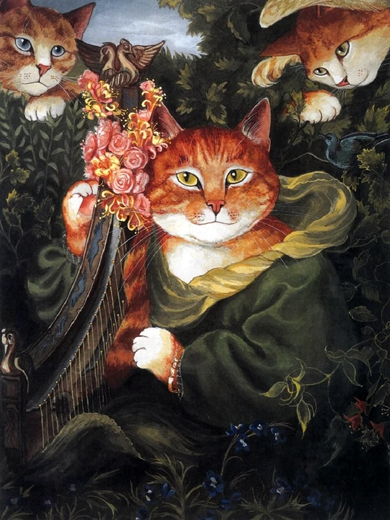 Коты живопись Сьюзен Херберт. Красивое животное