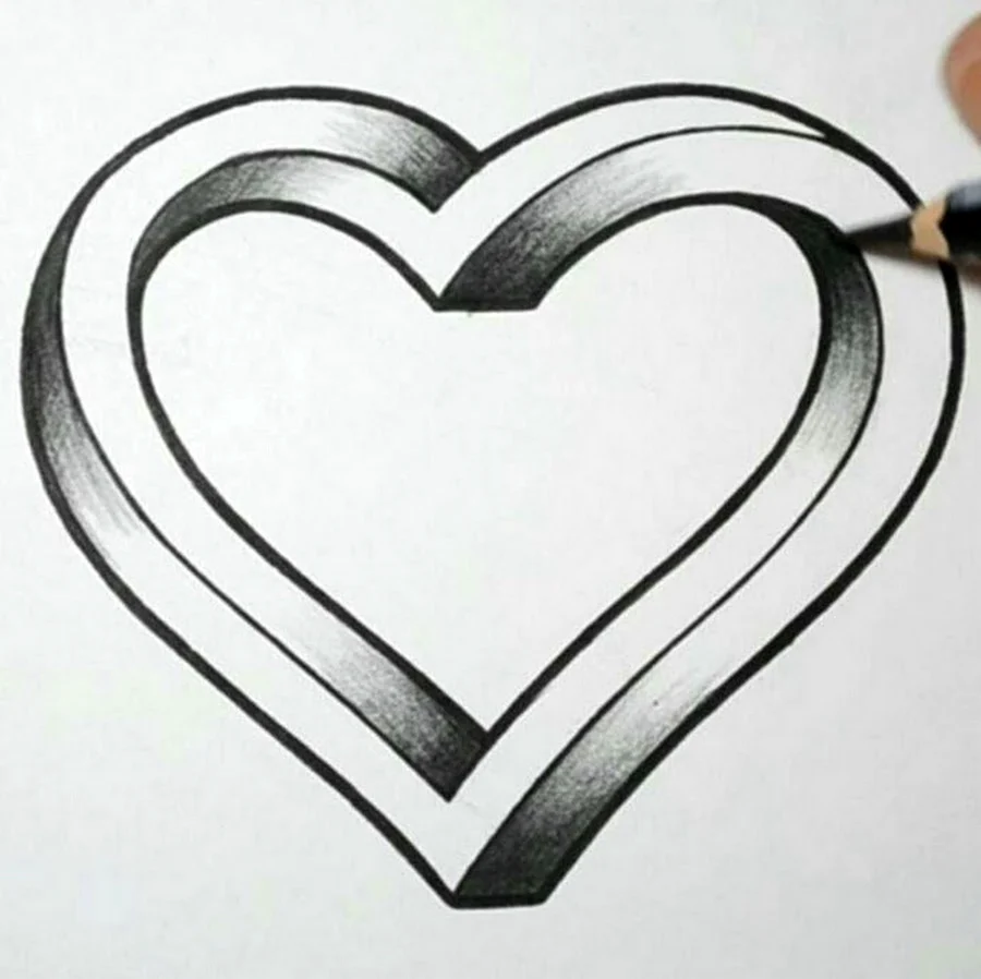 Красивое сердце карандашом. Для срисовки