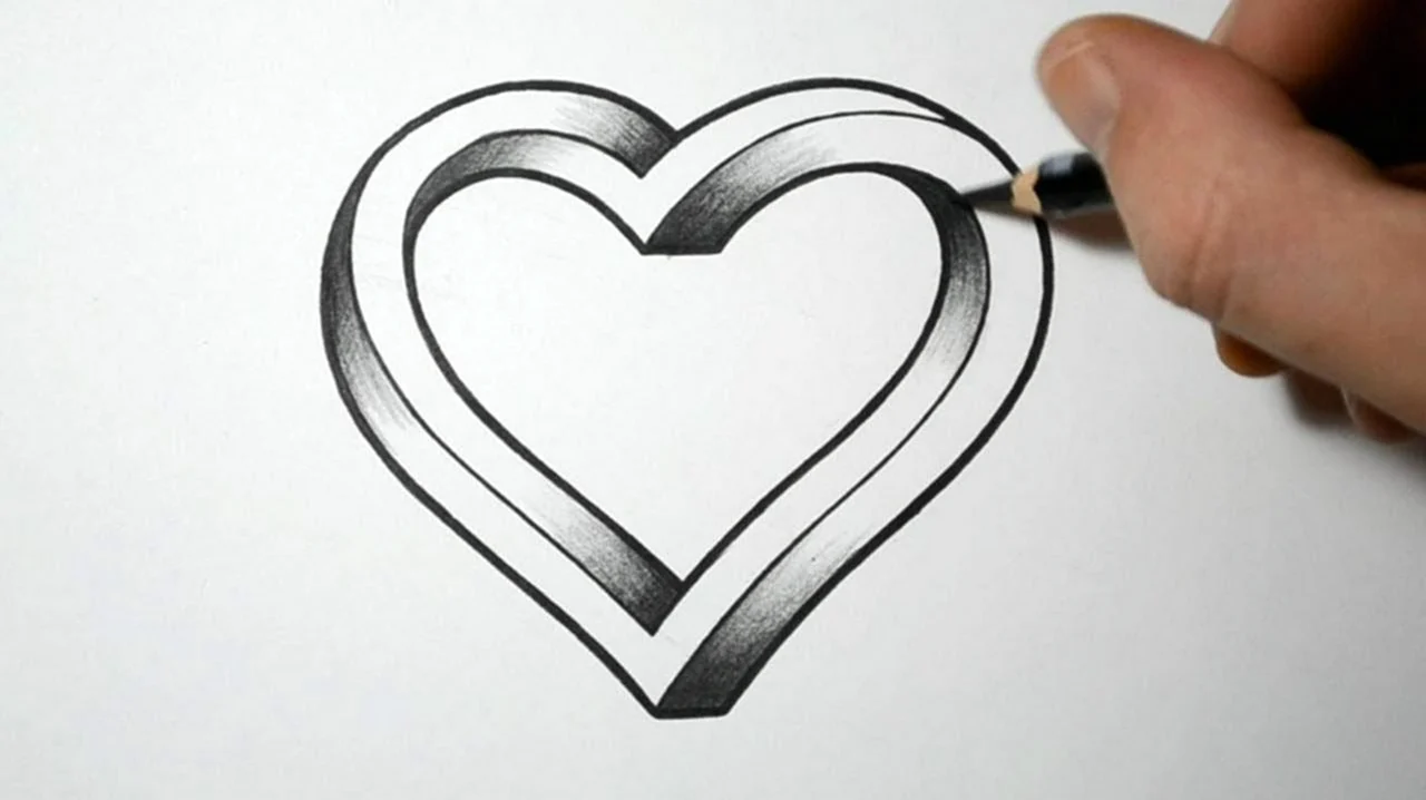 Красивое сердце карандашом. Для срисовки