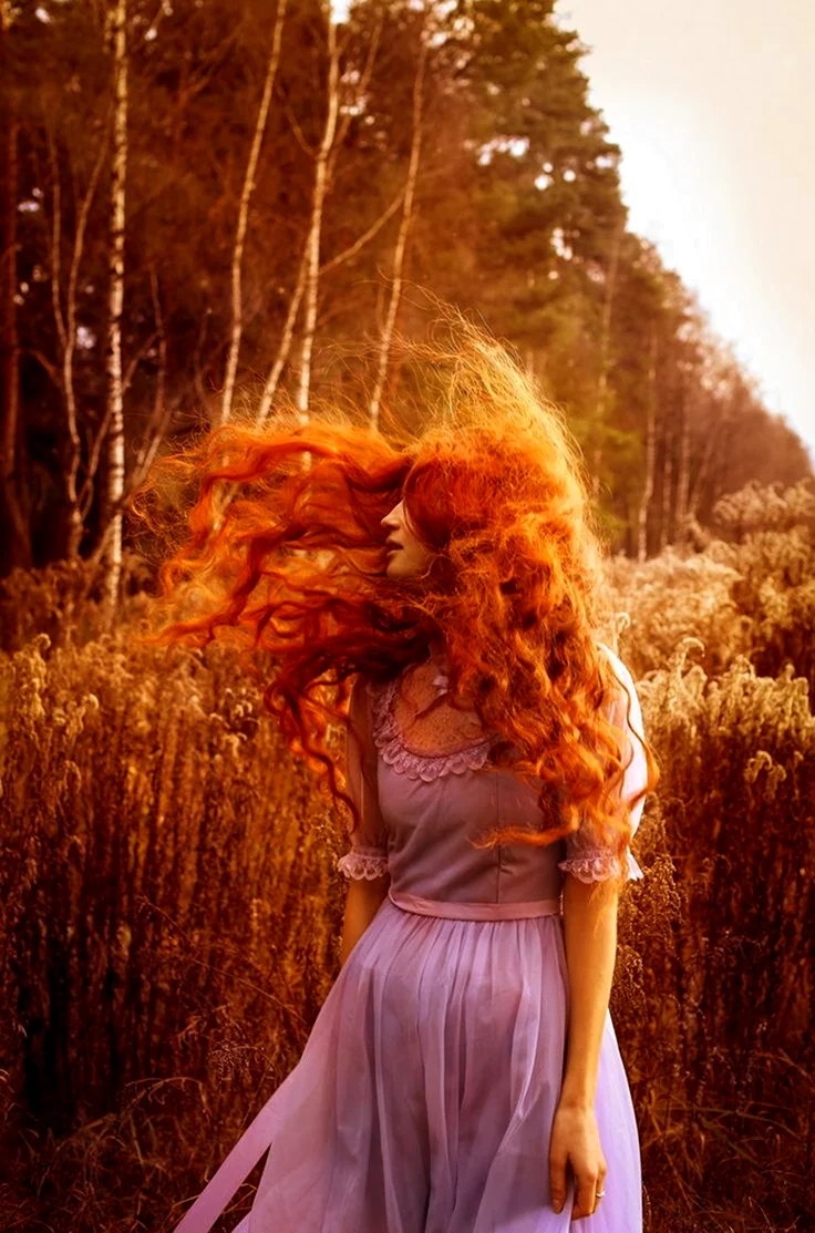 Красивые длинные рыжие волосы. Красивая девушка