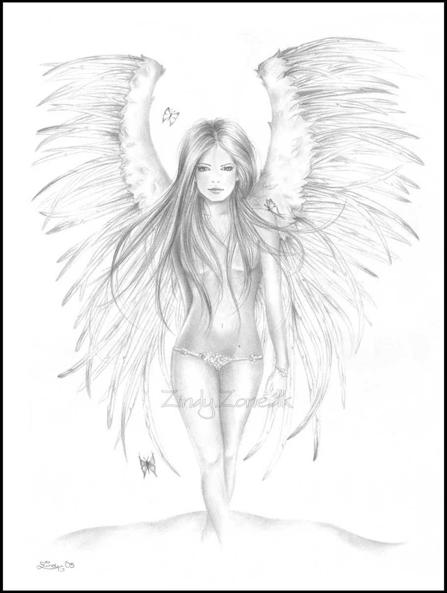 Красивые рисунки карандашом ангелы. Красивая картинка