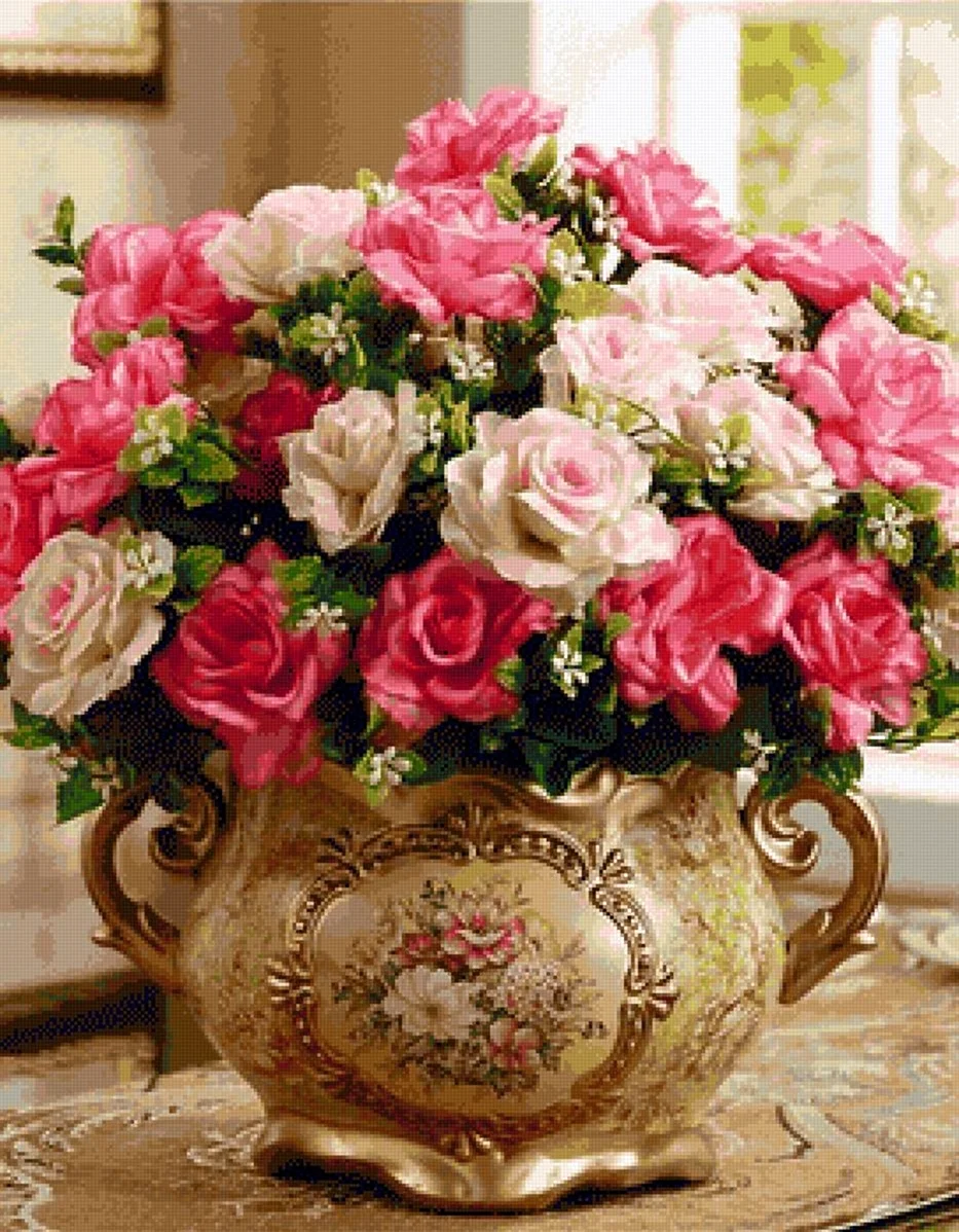 Красивые цветы в вазе. Открытка с добрым утром