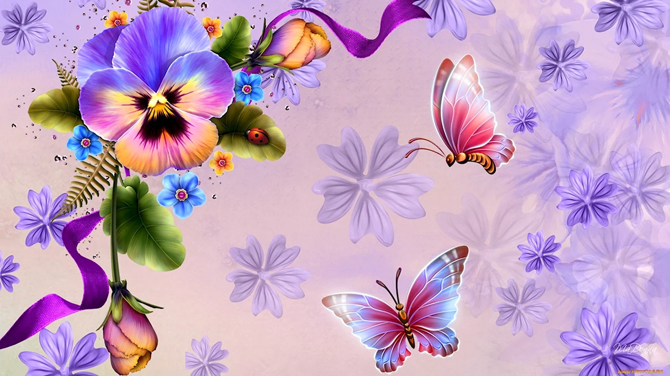 Красивый фон с бабочками. Для срисовки