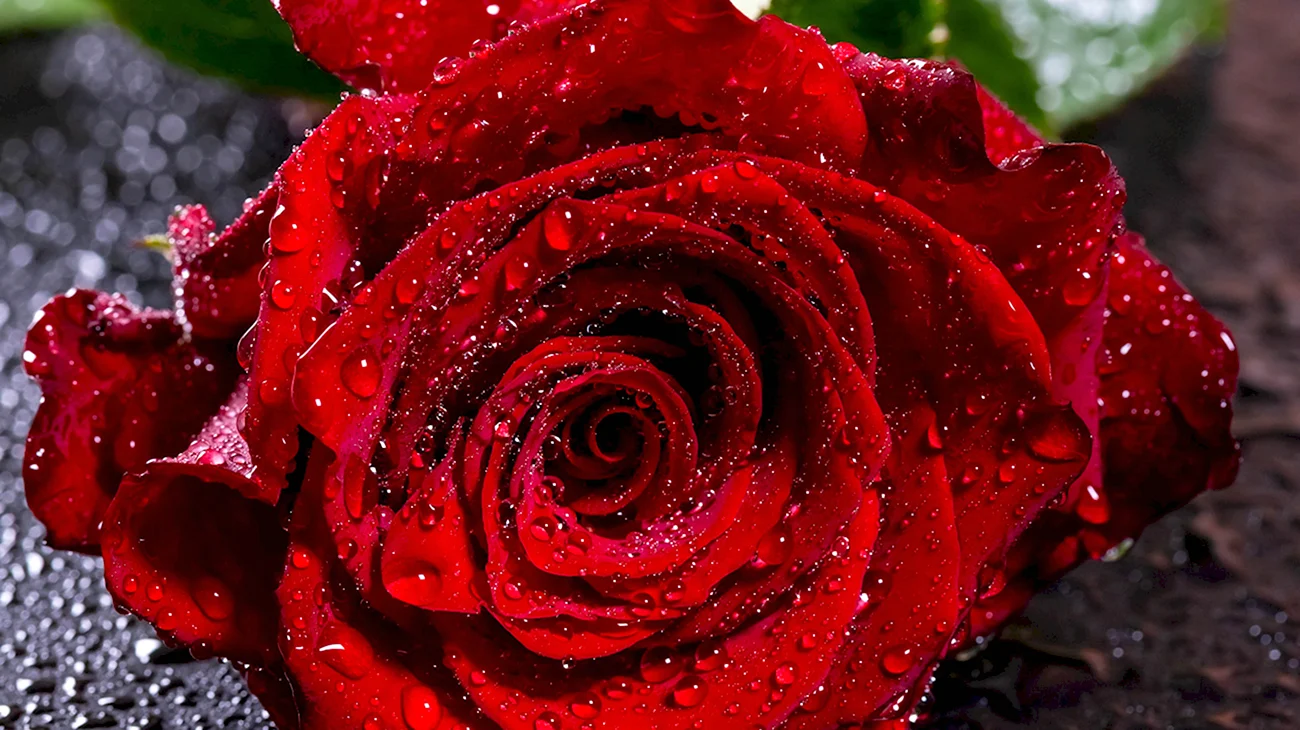 Красная роза с росой. Красивая картинка