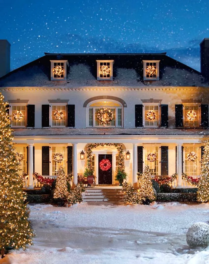 Кристмас в США дом Рождество. Картинка