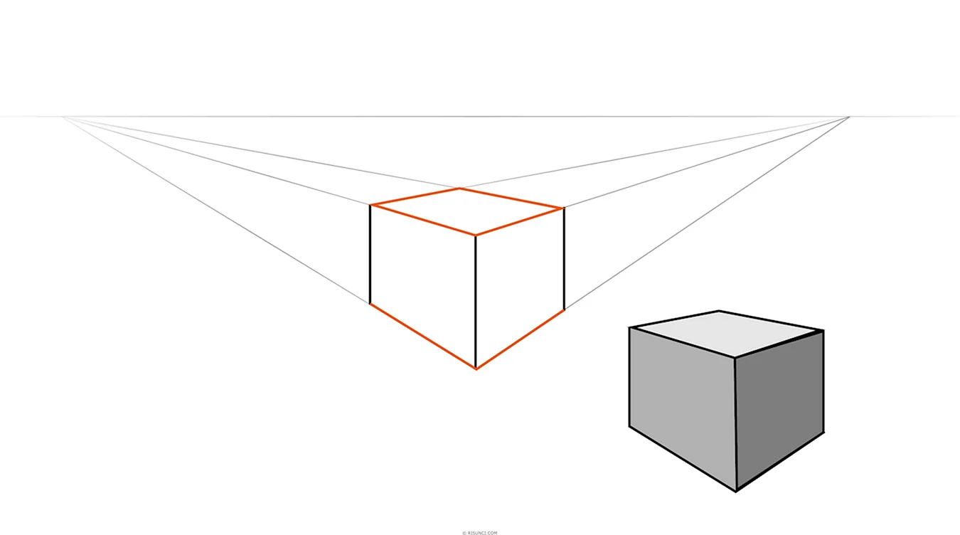 Куб в перспективе и сбоку. Для срисовки