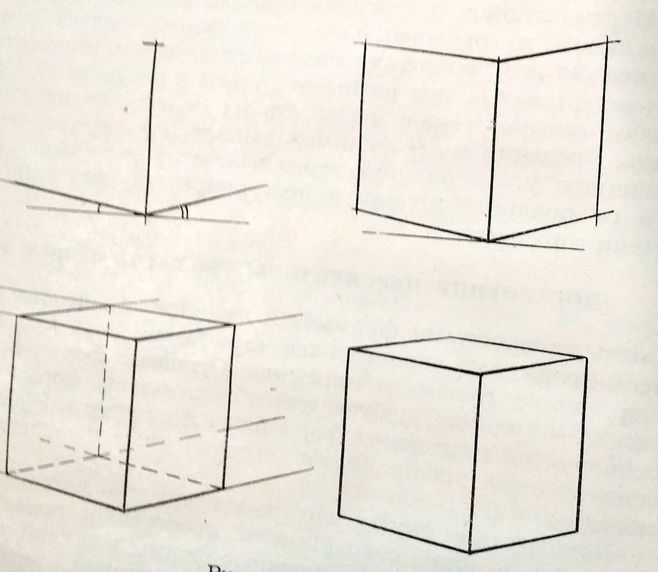 Куб в перспективе и сбоку. Для срисовки