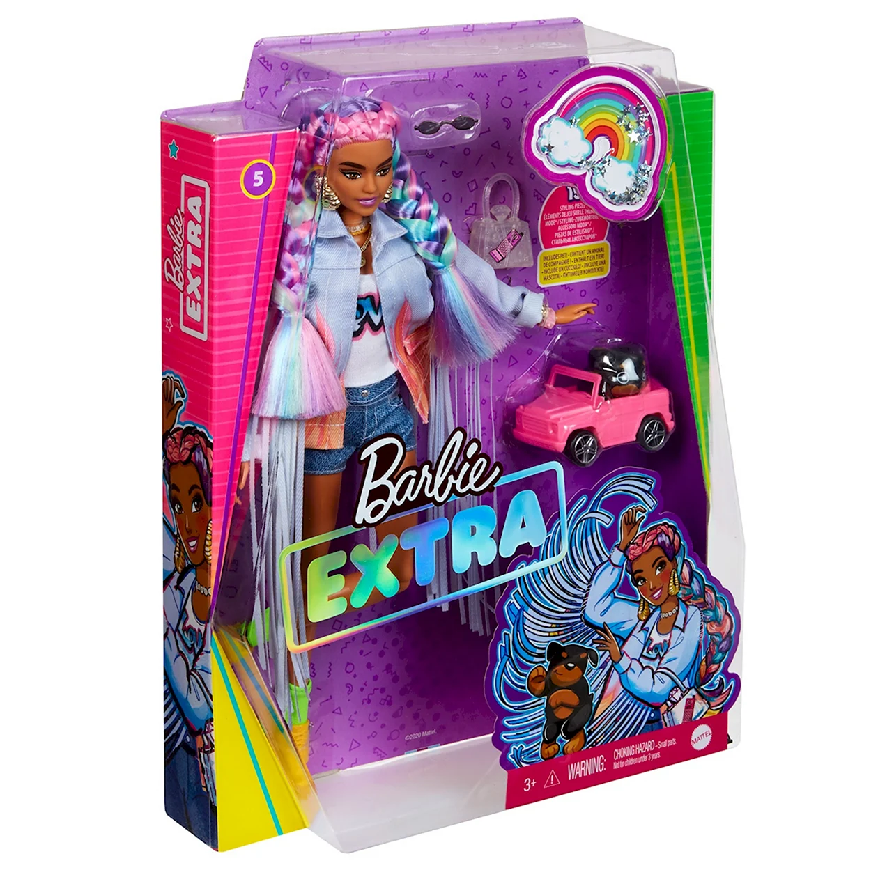 Кукла Barbie Экстра с радужными косичками grn29. Игрушка