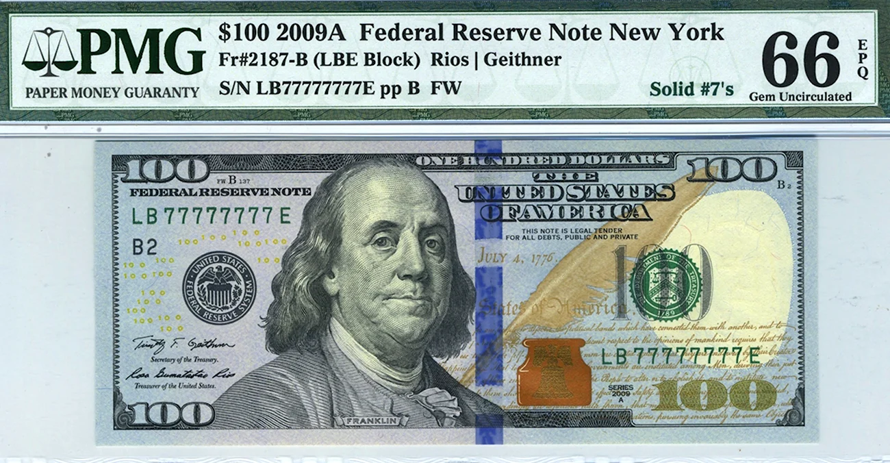 Купюра 100 долларов США 2009. Картинка