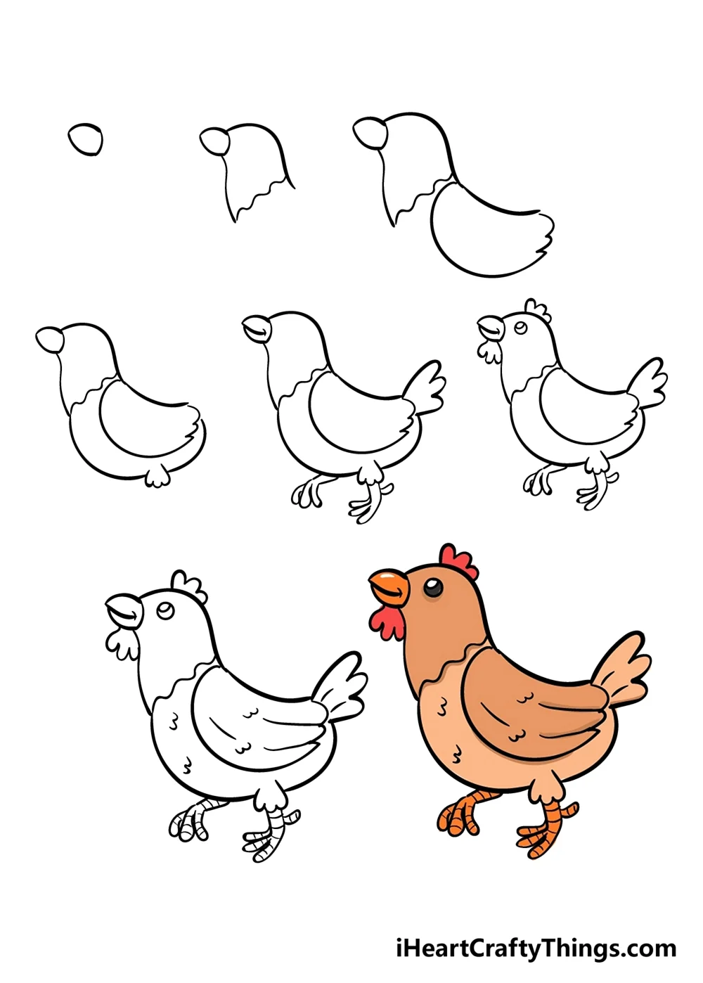 Курица легкий рисунок. Для срисовки