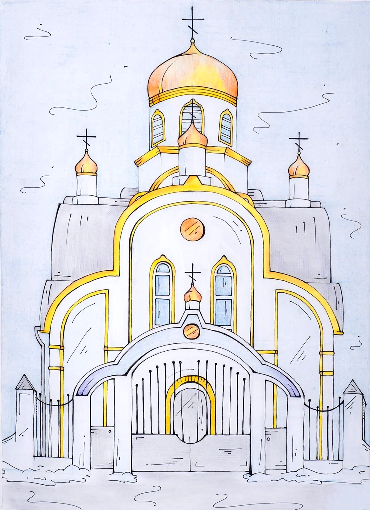 Курск Преображенский храм рисунок. Для срисовки