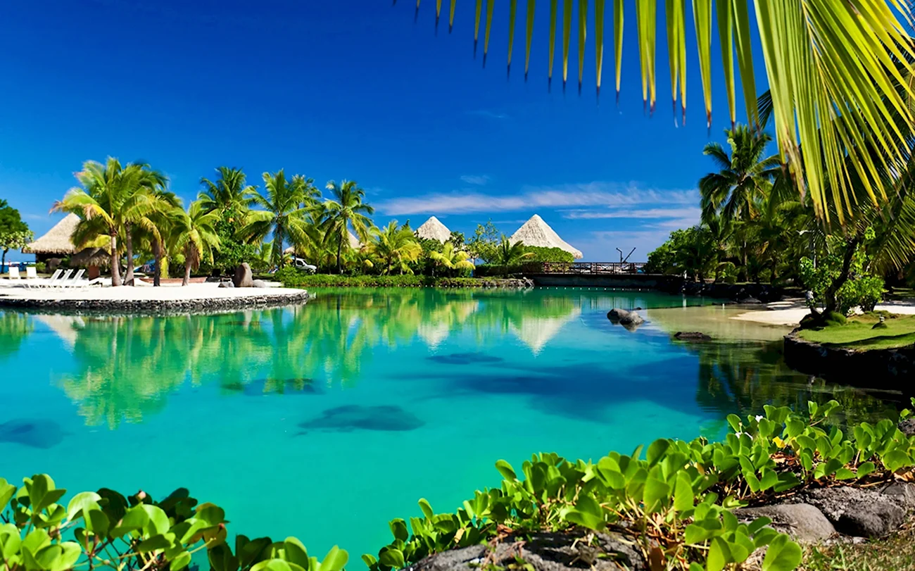 Лагуна Бора-Бора французская Полинезия. Красивая картинка