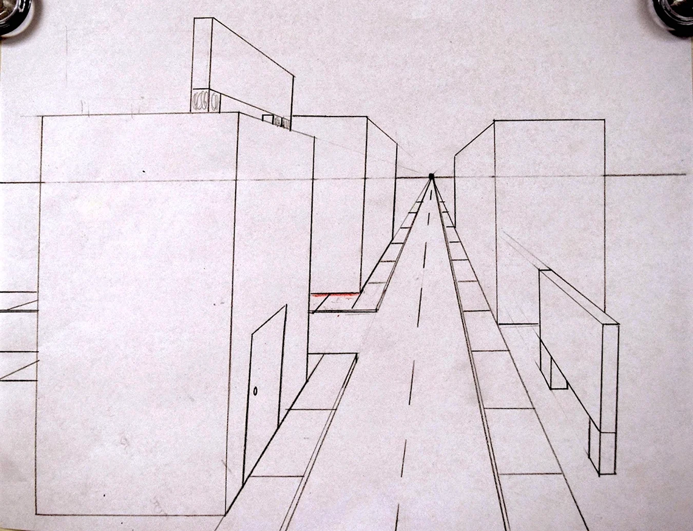 Линейная перспектива с 2 точками схода городской пейзаж. Для срисовки