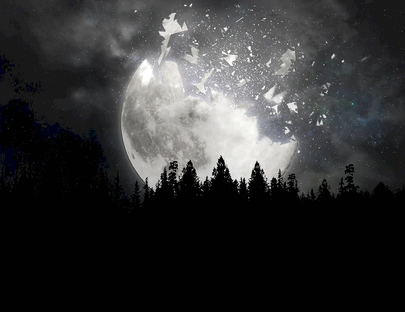 Луна в лесу. Красивая картинка