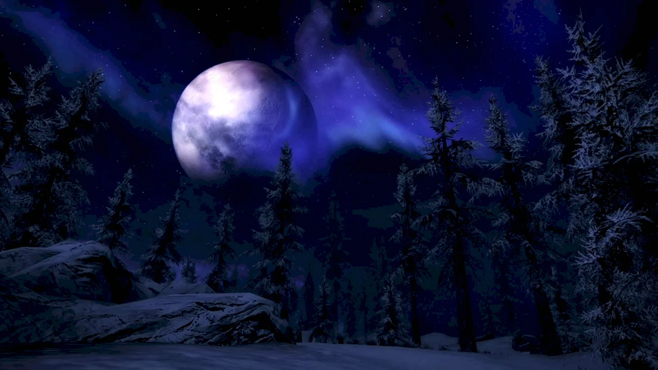Луна зимой. Красивая картинка