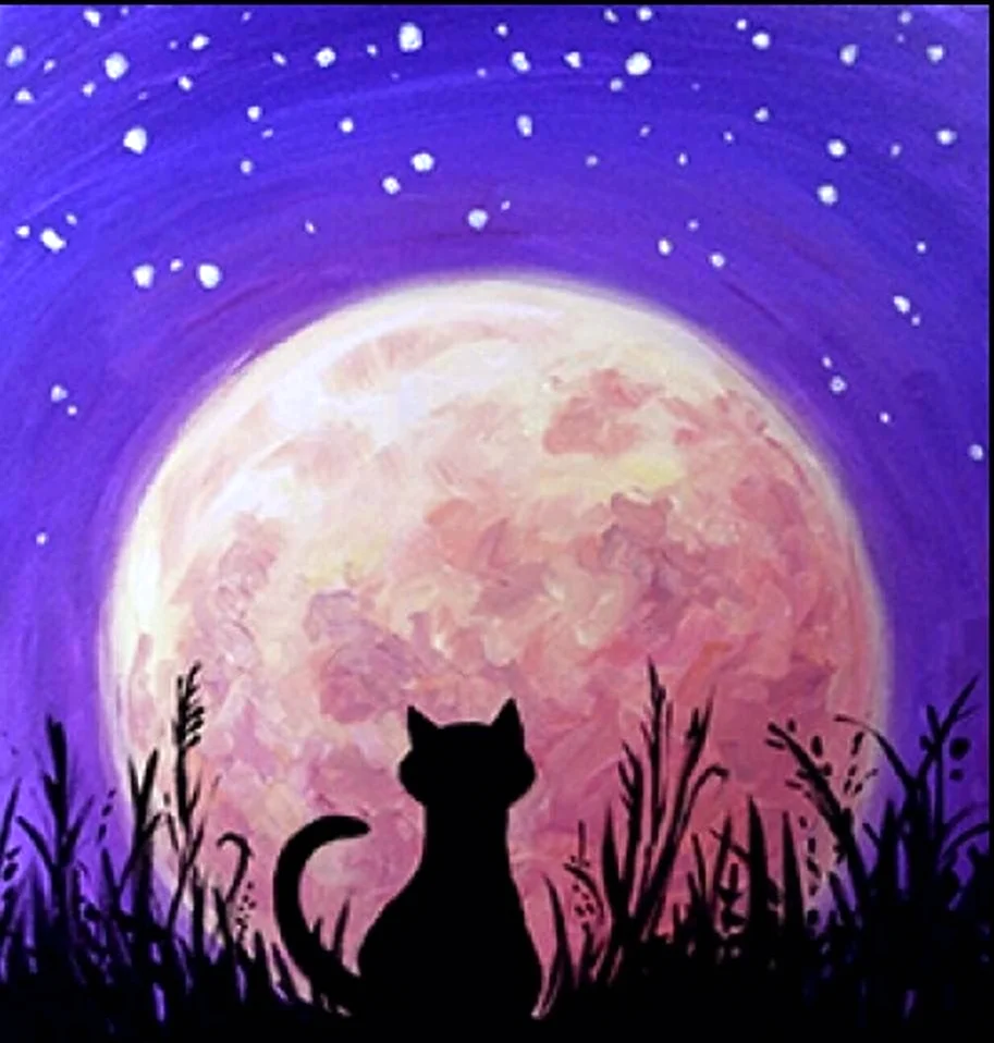 Лунный кот правополушарное рисование. Для срисовки
