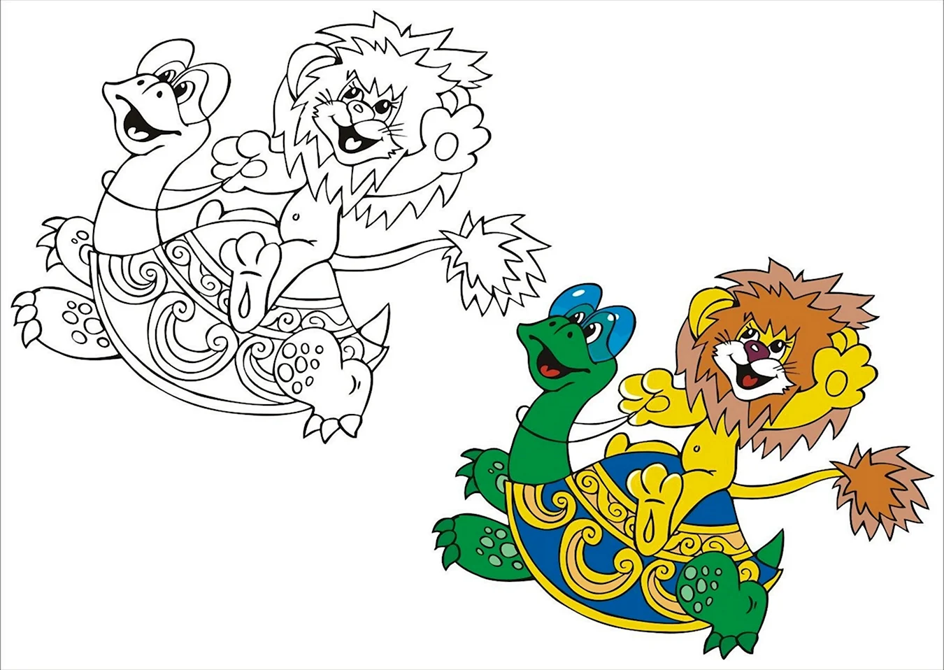 Львенок и черепаха раскраска из мультика для детей. Для срисовки