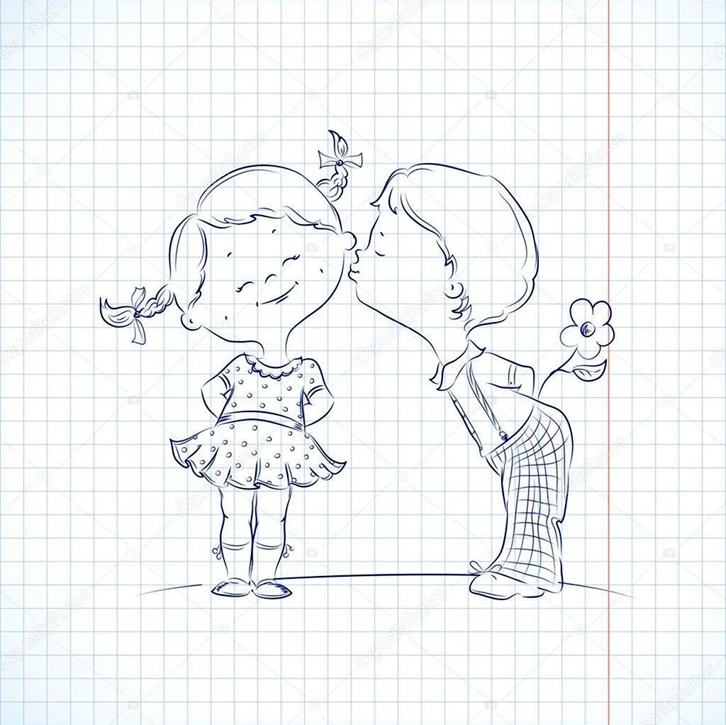 Мальчик и девочка рисунок простой. Для срисовки