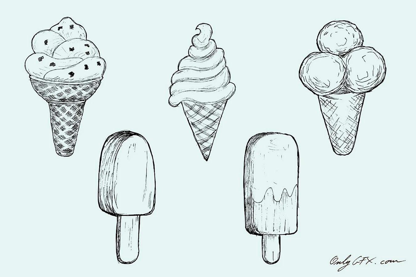 Маленькие рисунки мороженки. Для срисовки
