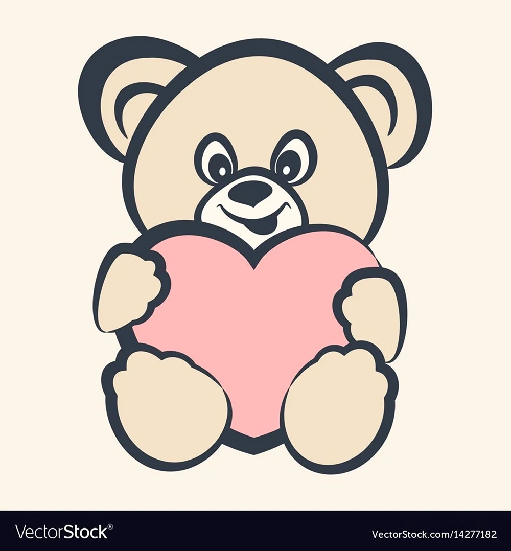 Маленькие рисуночки Медвежонок с сердечком. Для срисовки