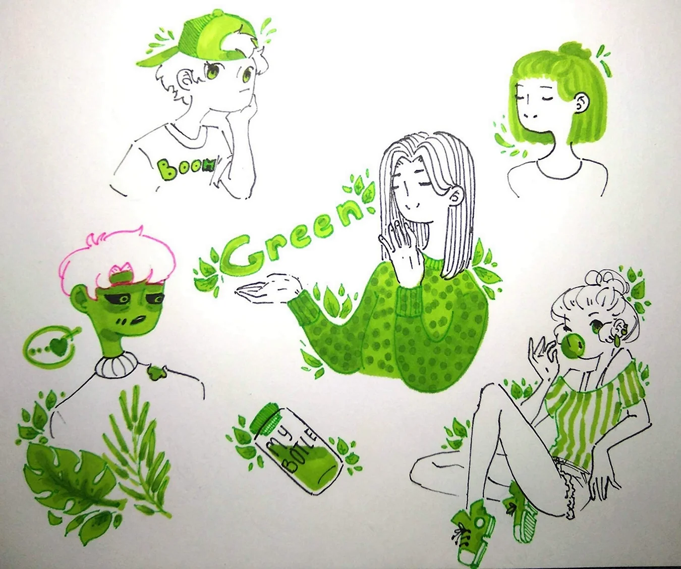 Маленькие зеленые рисунки. Для срисовки