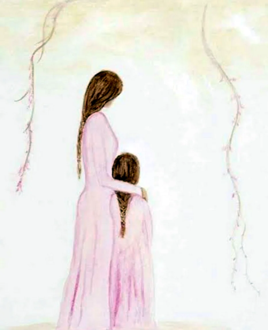 Мама и дочка рисунок. Для срисовки