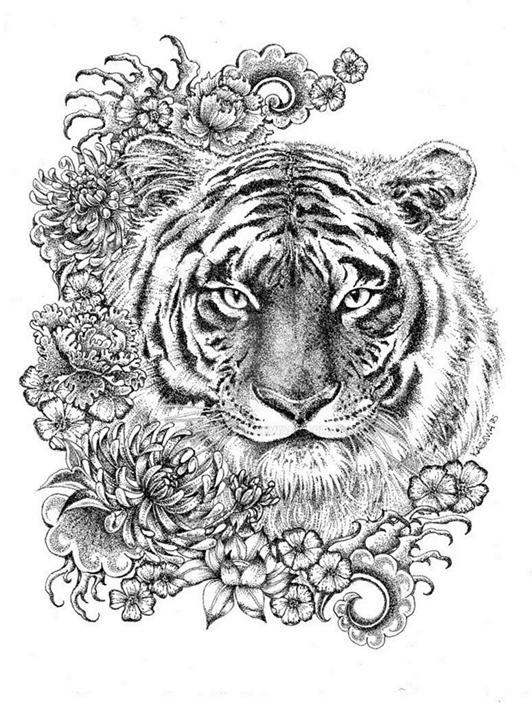 Мандала тигр. Красивое животное