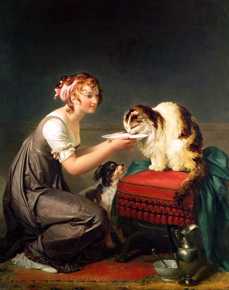Маргерит Жерар 1761-1837 обед кошечки. Красивое животное