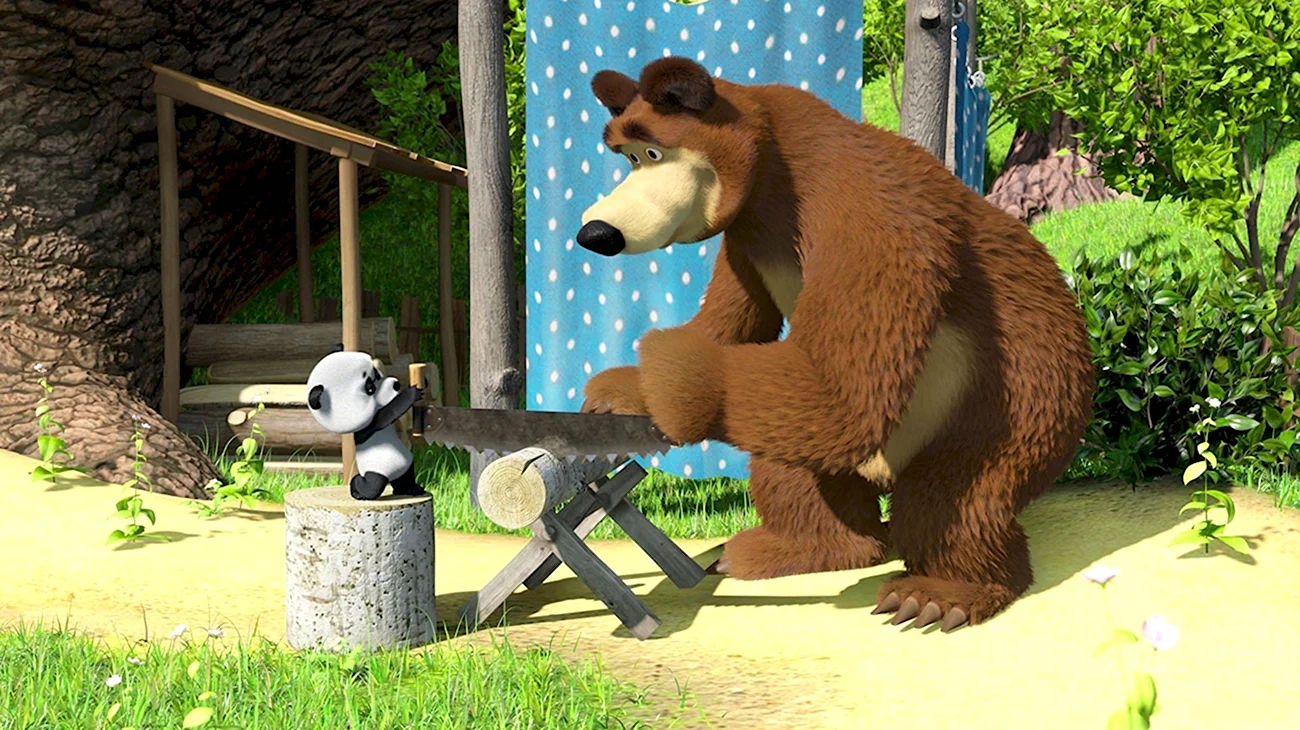 Маша и медведь 15 серия Дальний родственник. Картинка из мультфильма
