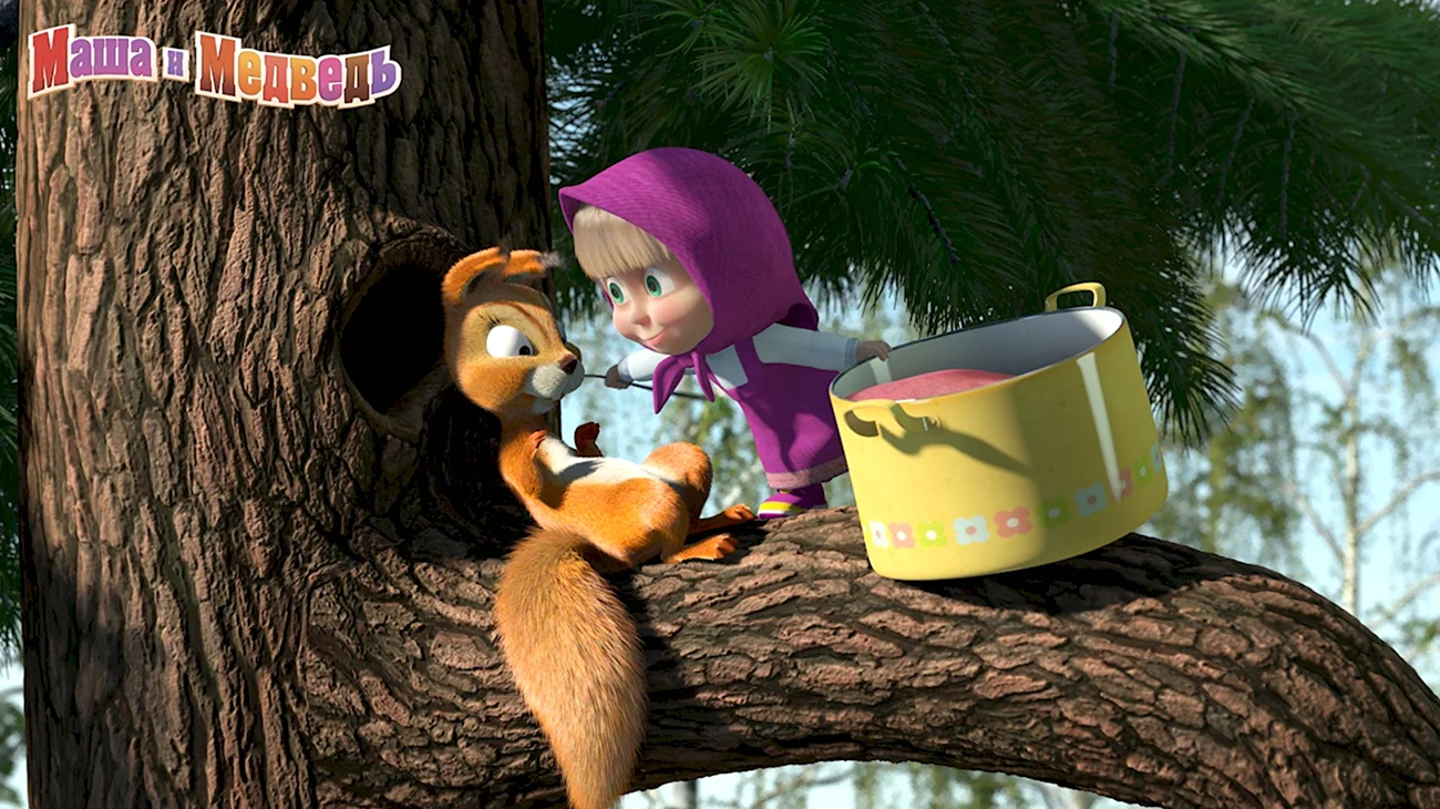 Маша и медведь Белочка. Картинка из мультфильма