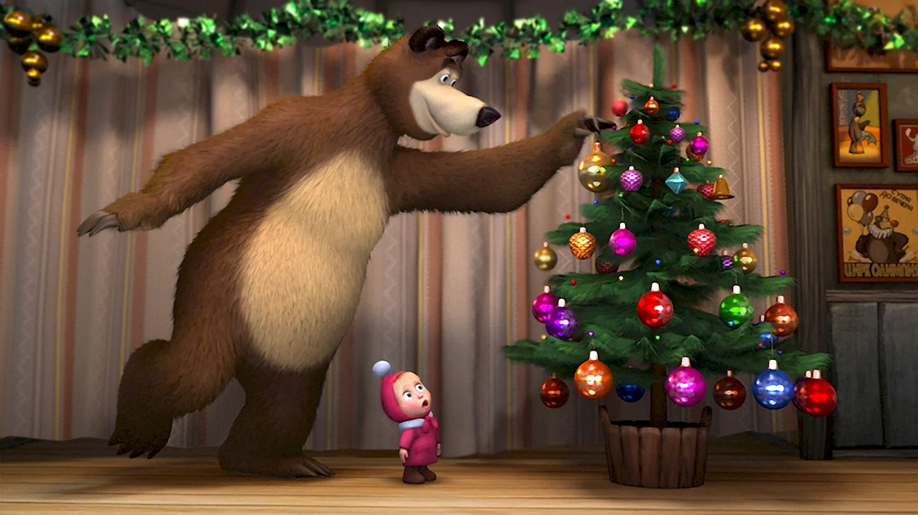 Маша и медведь елка елка. Картинка из мультфильма