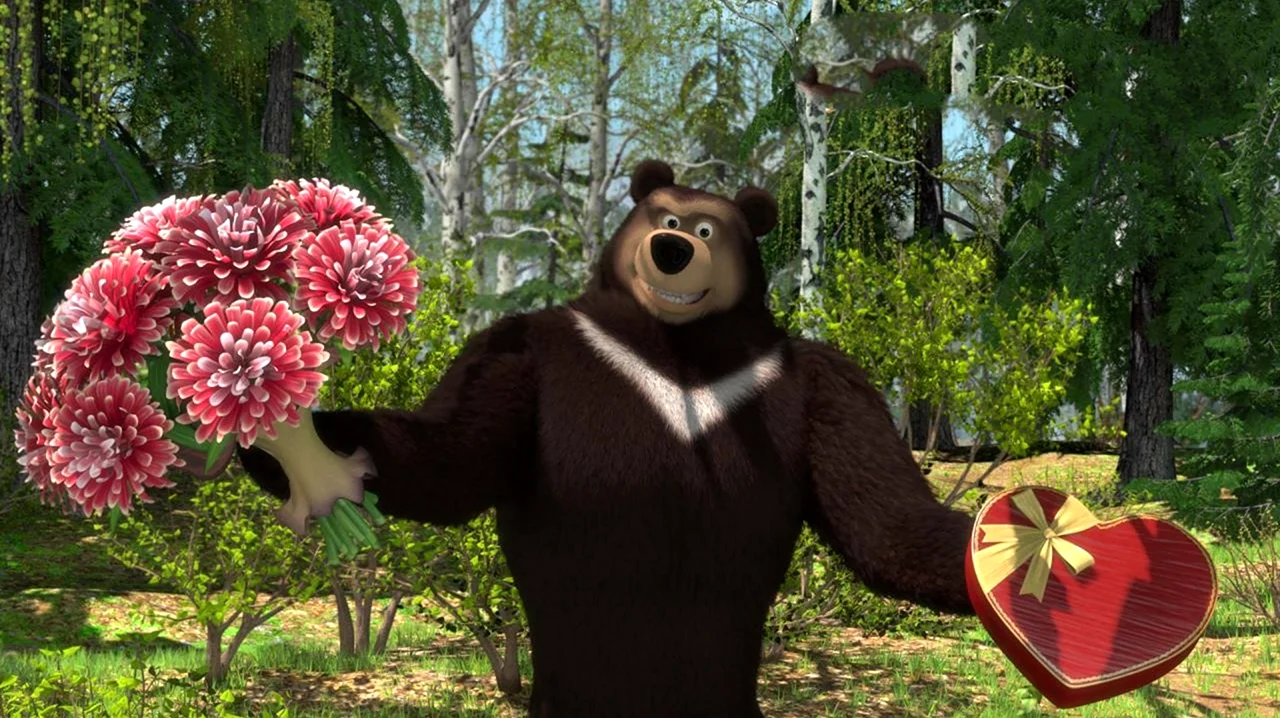 Маша и медведь brazilian phonk. Маша и медведь Гималайский медведь. Гималайский медведь из мультсериала "Маша и медведь". Маша и медведь Гималайский медведь и Медведица. Медведь с цветами.