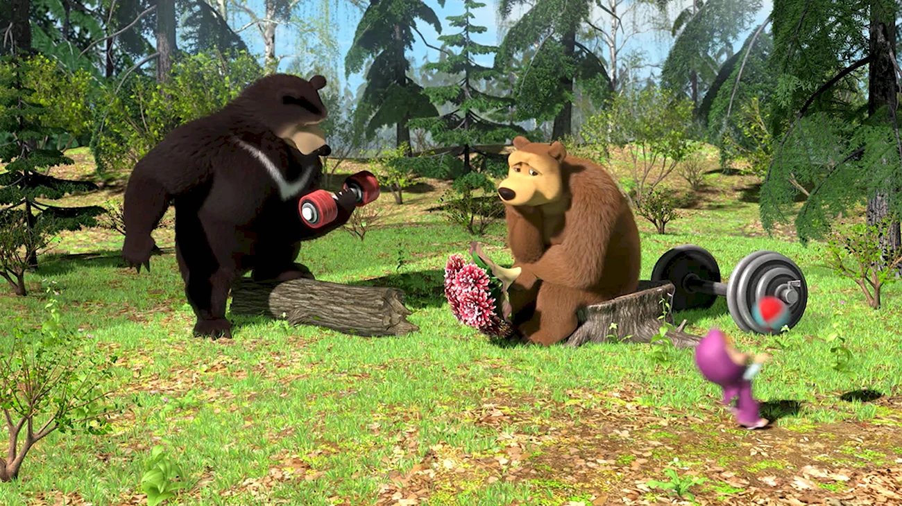 Маша и медведь Гималайский медведь. Картинка из мультфильма